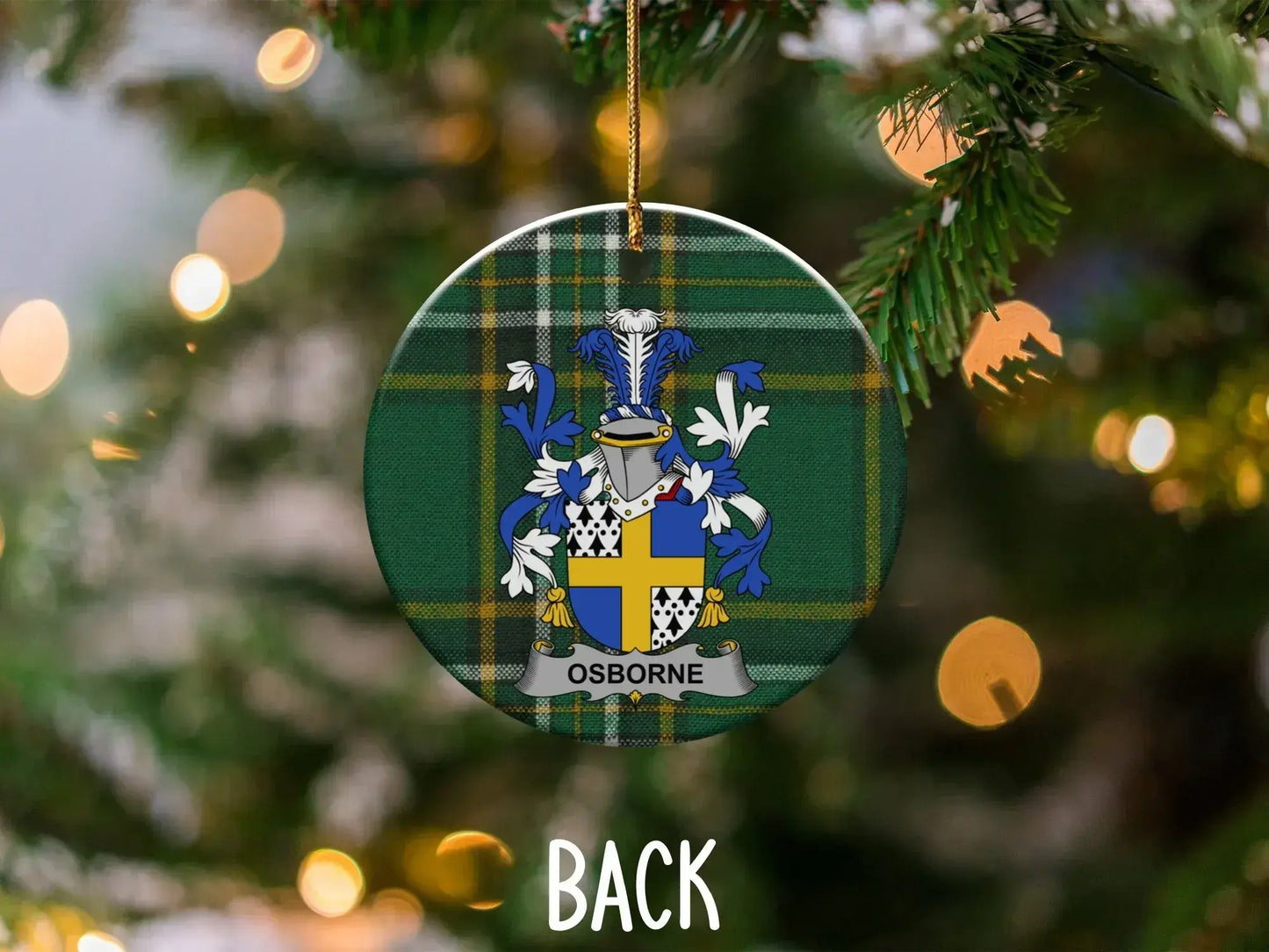 Osborne Family Crest Plaid Design Christmas Ornament product