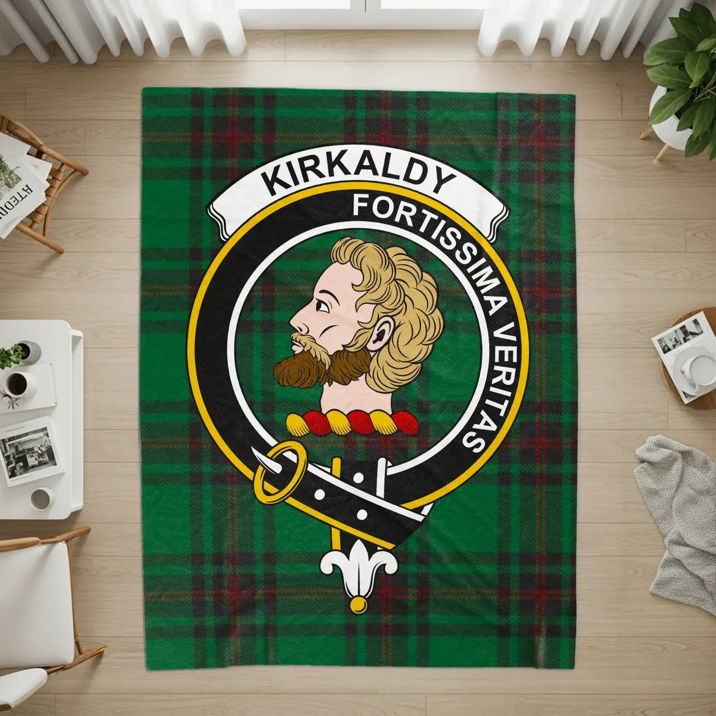 KIRKALDY FORTISSIMA VERITAS Green Checked Rug product type