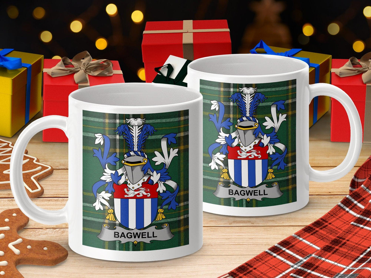 Bagwell Surname Family Crest Irish Tartan Mug - Celtic Ancestry Gifts