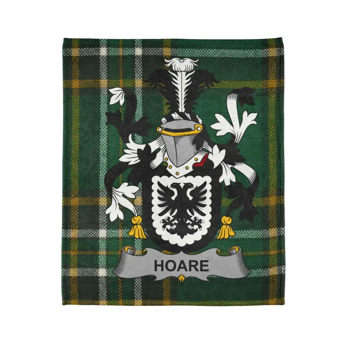Hoare Family Crest Green Plaid Design Fleece Blanket product type