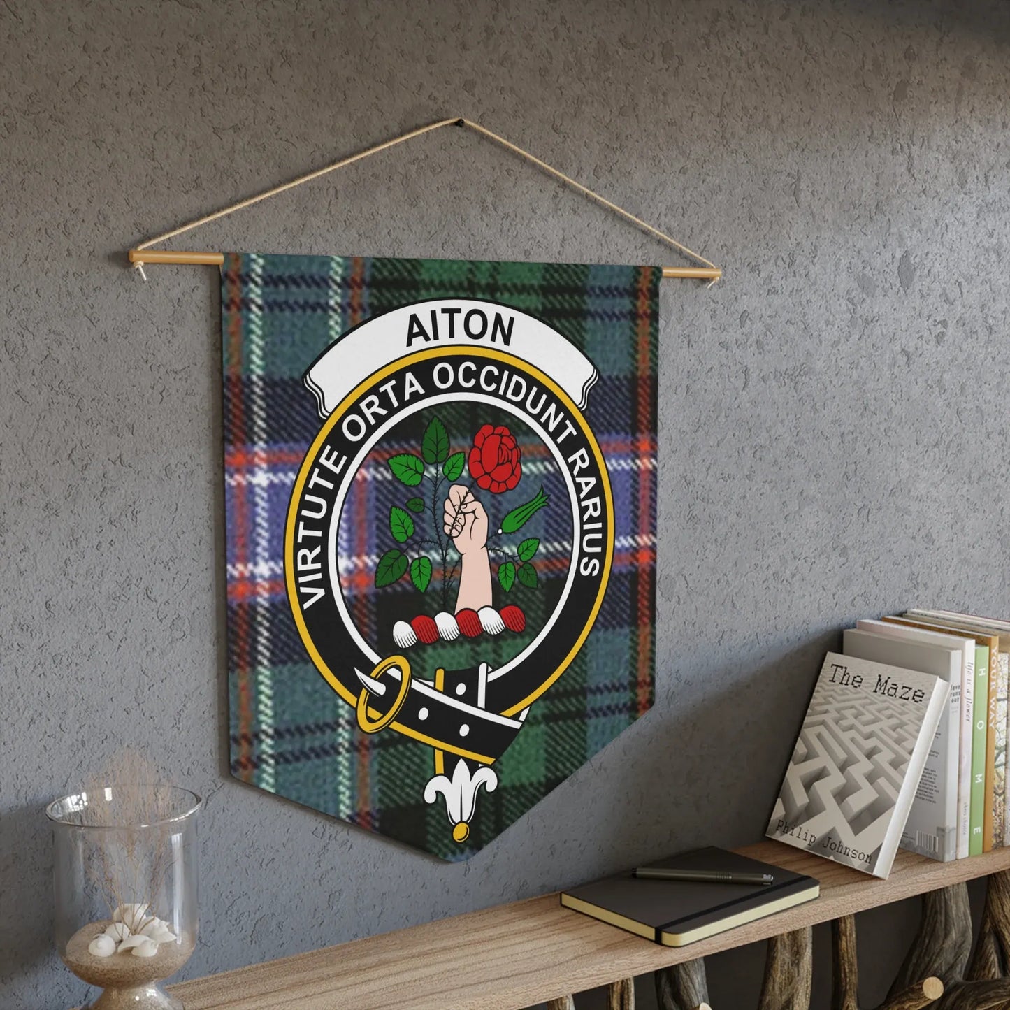 Aiton Tartan Wall Banner Virtute Orta Occiduntarrius product type