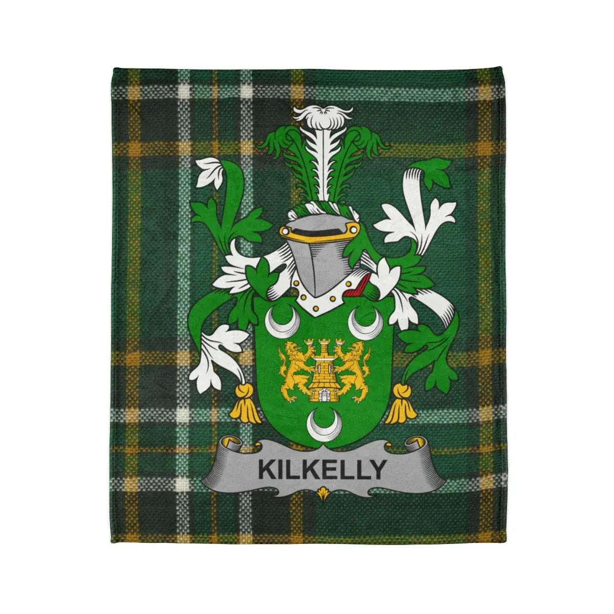 Kilkelly Family Crest Green Plaid Blanket product