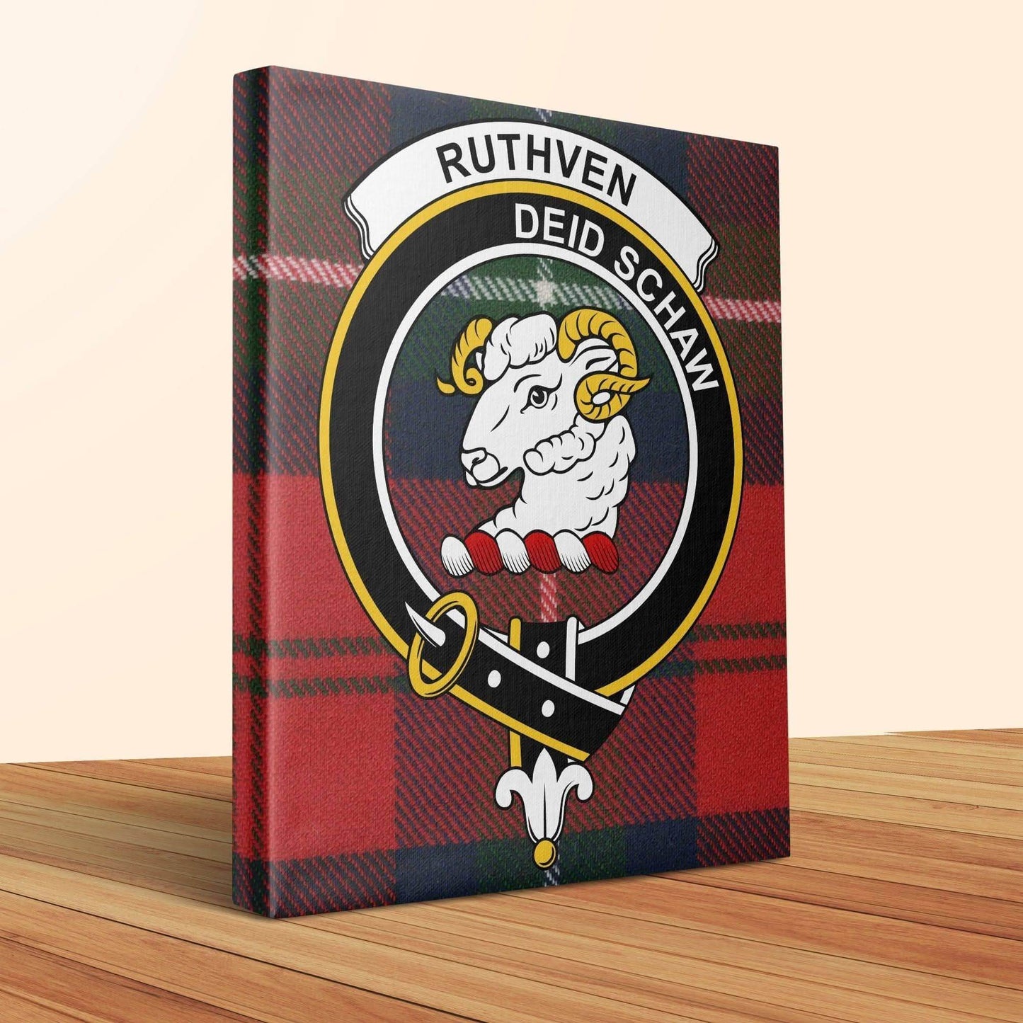 Ruthven Scottish Clan Crest Tartan Poster Canvas Wrap - Celtic Ancestry Gifts