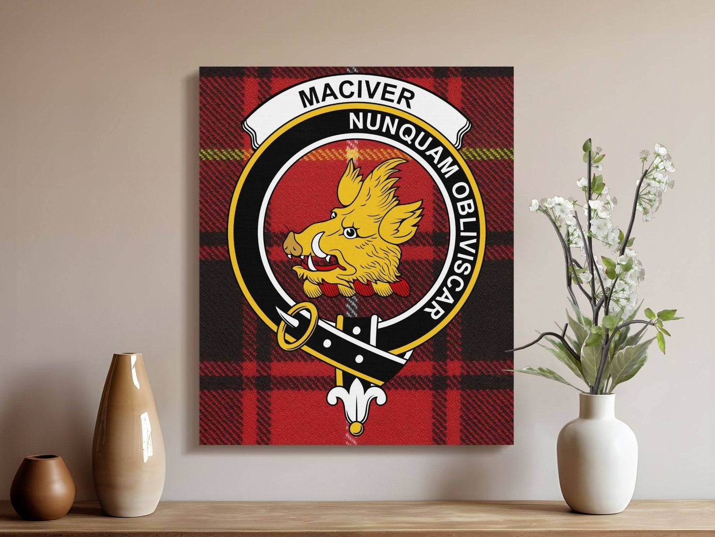 MacIver Scottish Clan Crest Tartan Poster Canvas Wrap - Celtic Ancestry Gifts