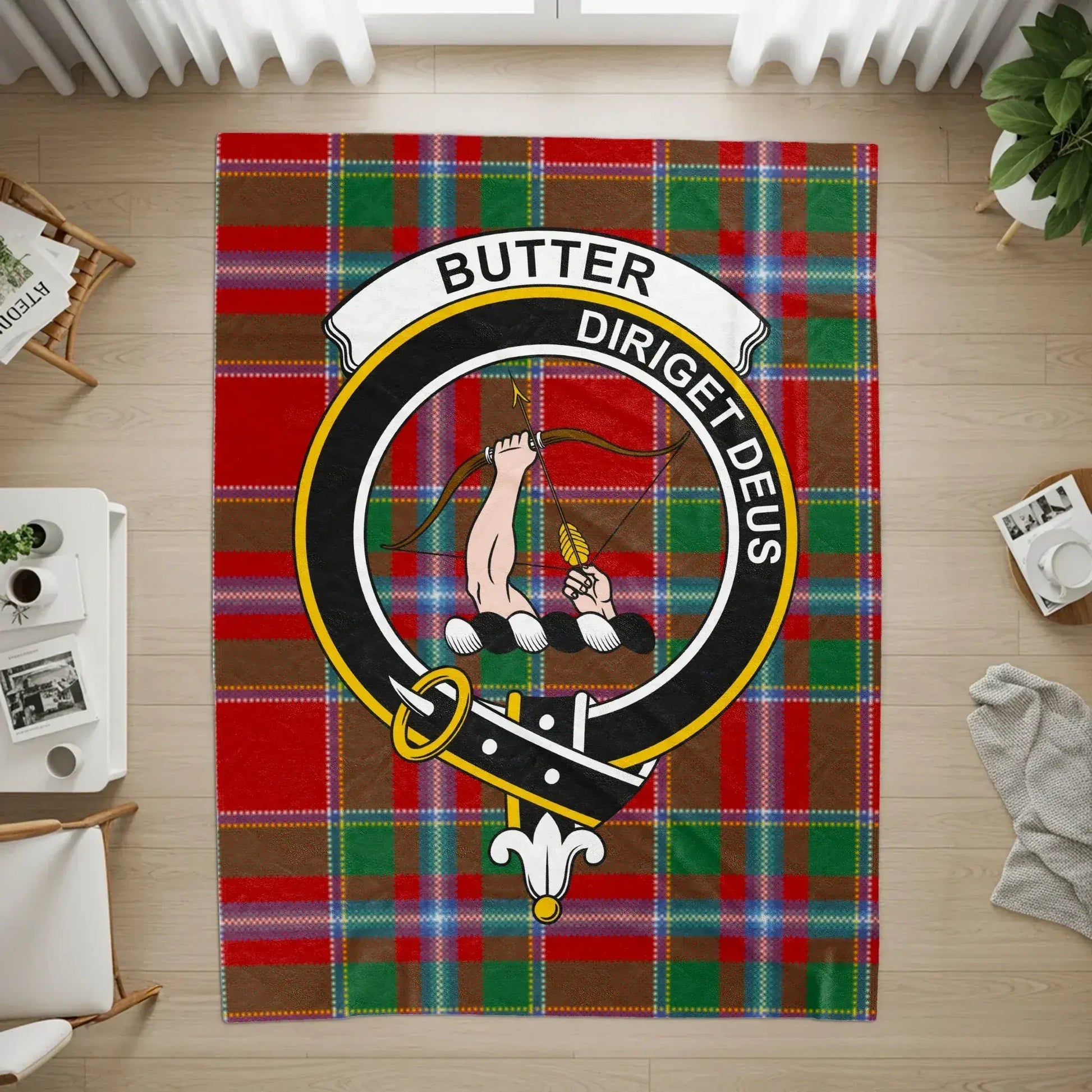 Scottish Clan Crest with Tartan Print Rug product