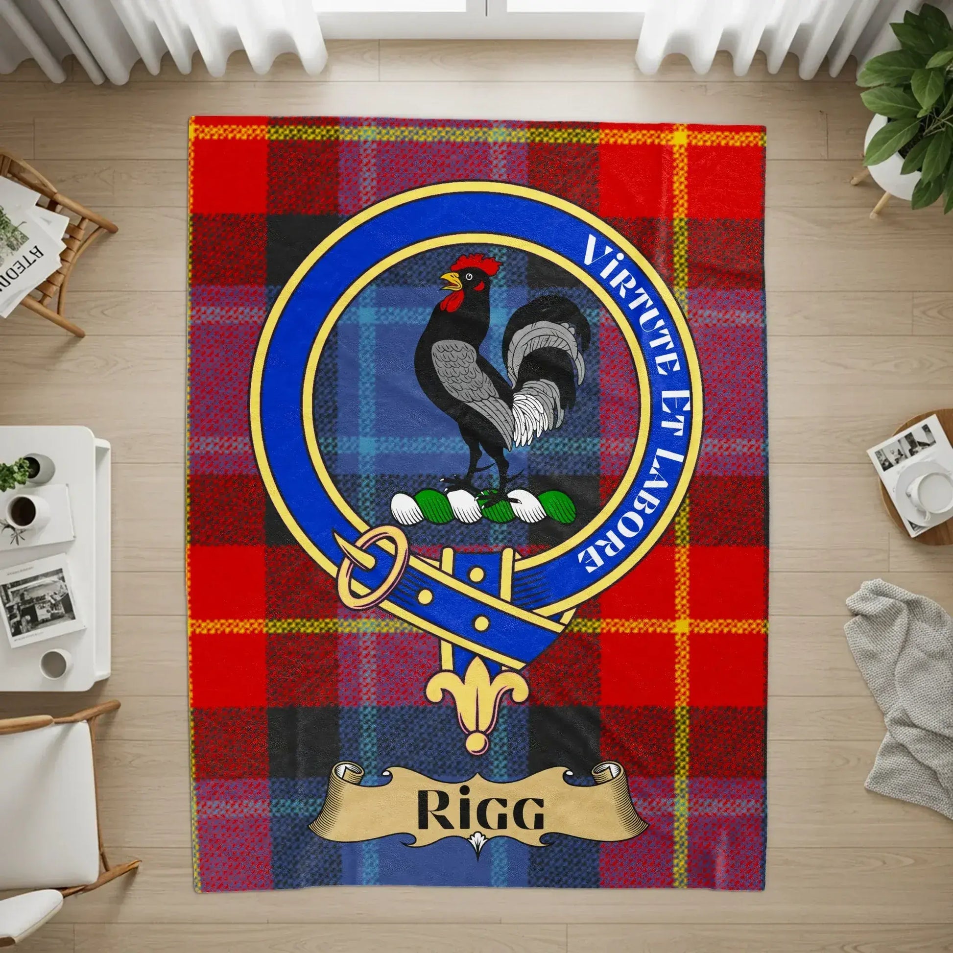 Virtute Et Labore Rigg Clan Tartan Blanket product