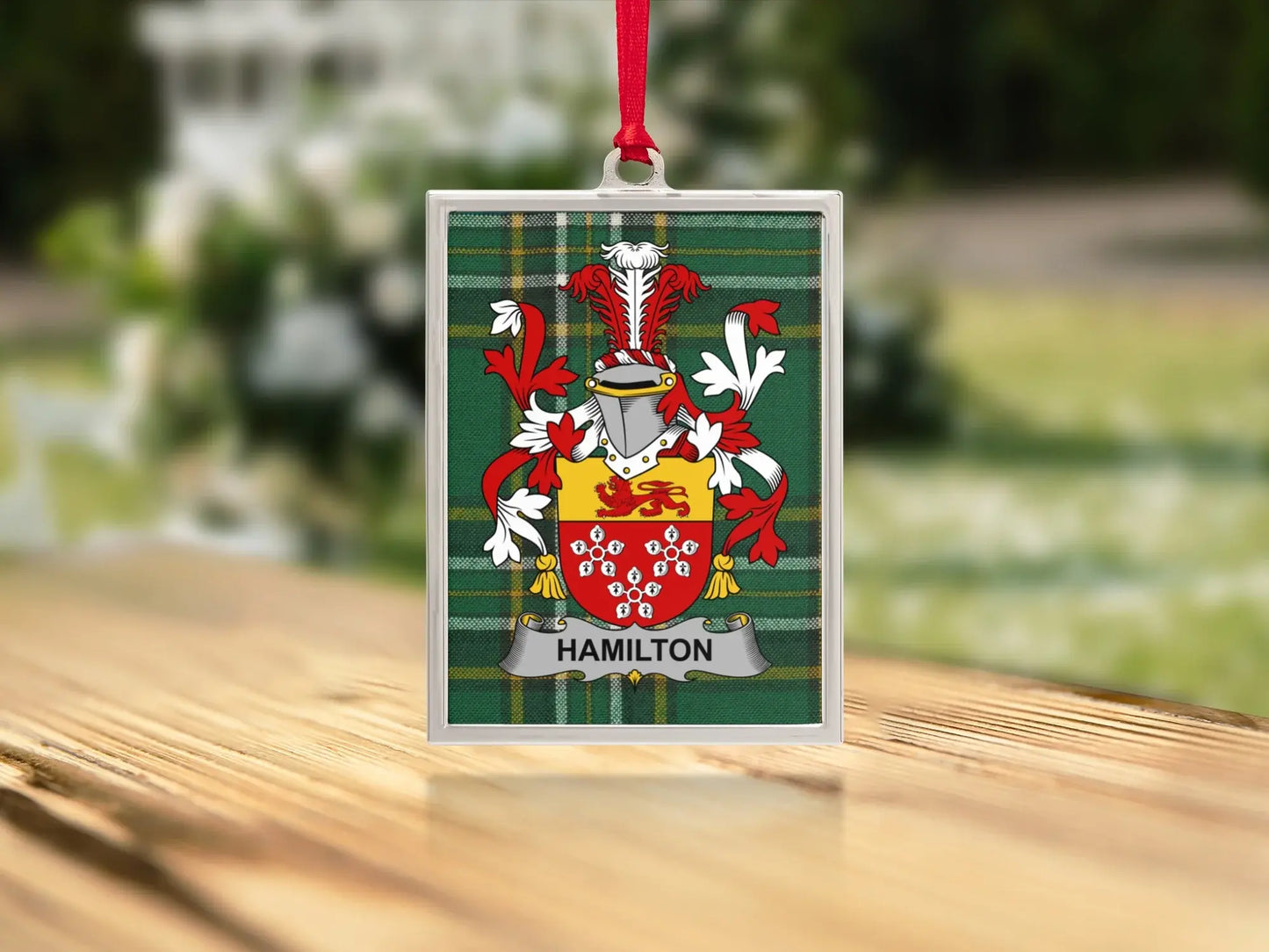 Hamilton Family Crest Plaid Ornament product