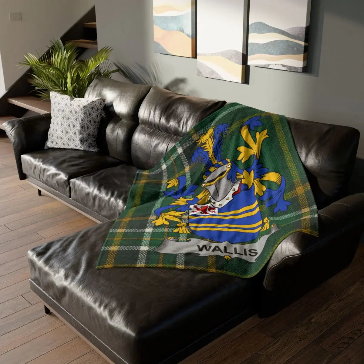 Wallis Family Crest Coat of Arms Sofa Throw Blanket product