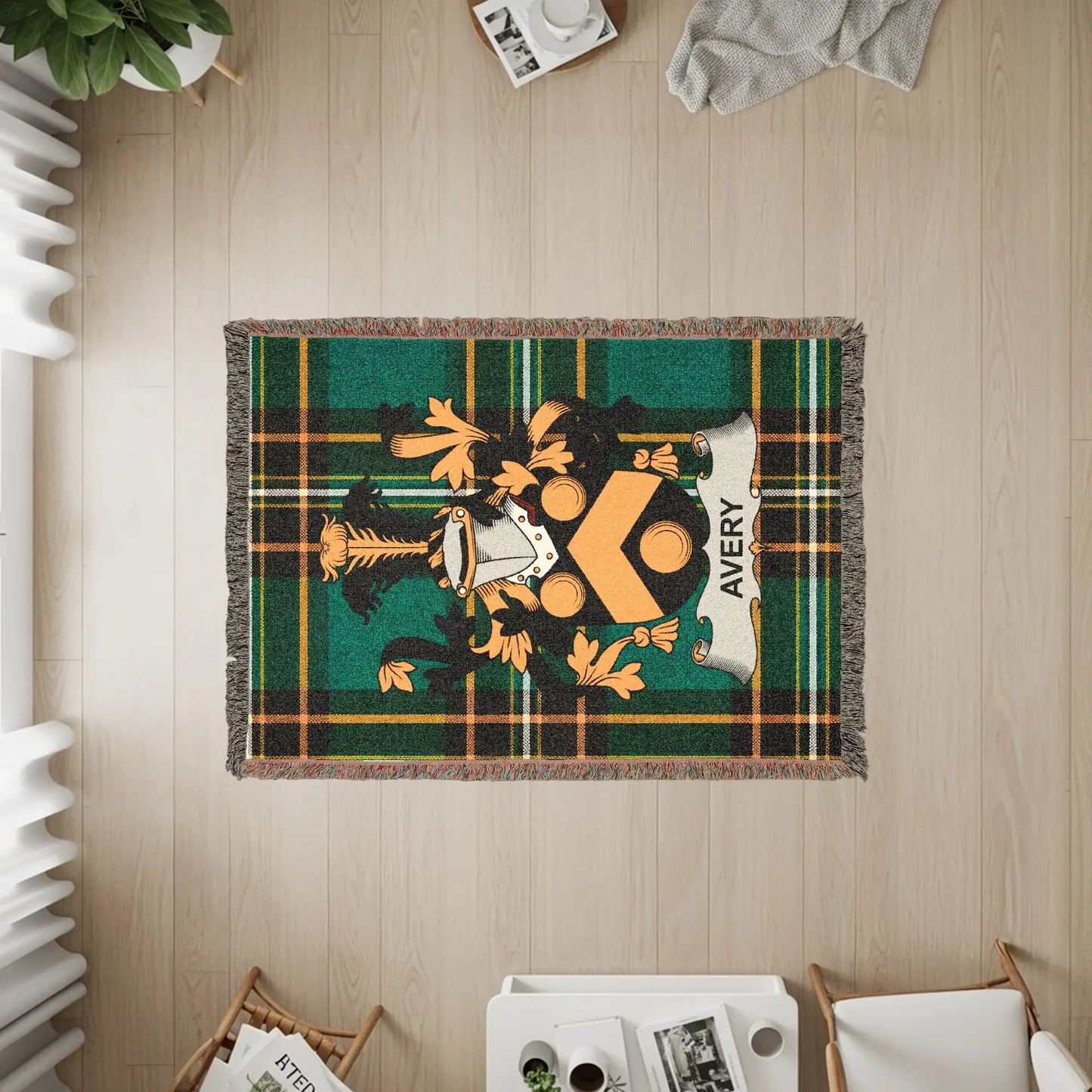Avery Clan Crest Green Plaid Tartan Woven Blanket product type