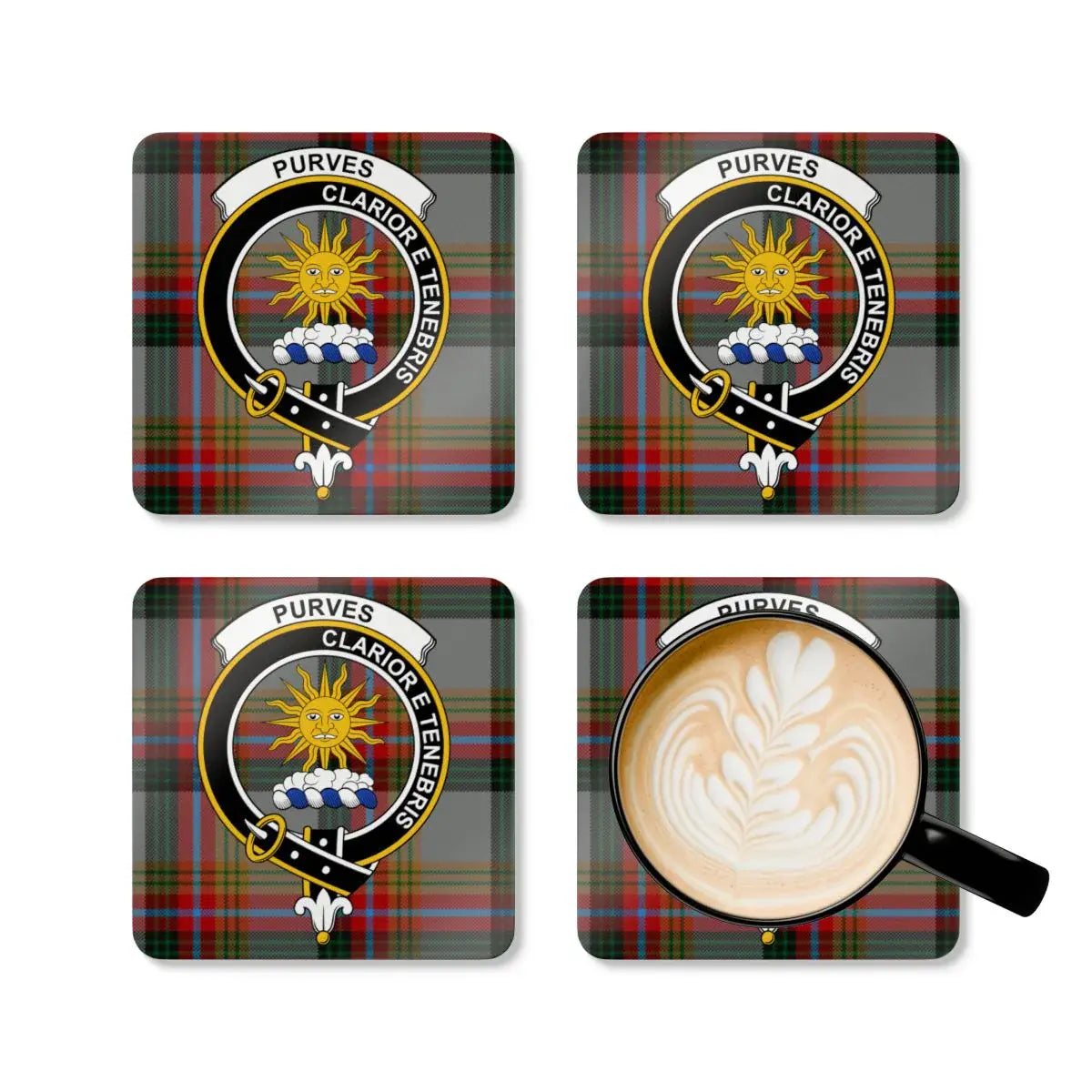Scottish Clan Crest Tartan Coasters Set product