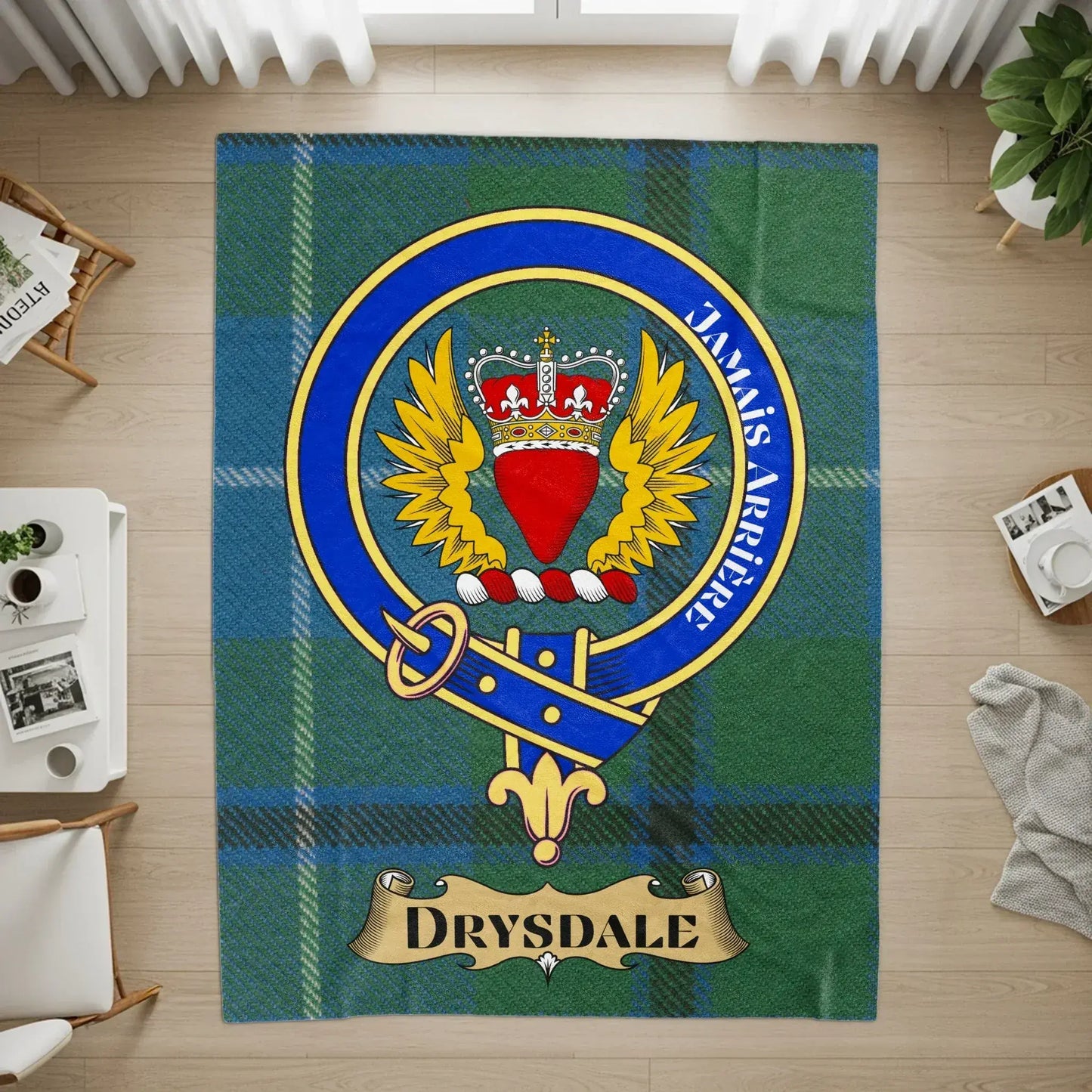Scottish Family Crest Rug with Clan Name for Living Room Rug