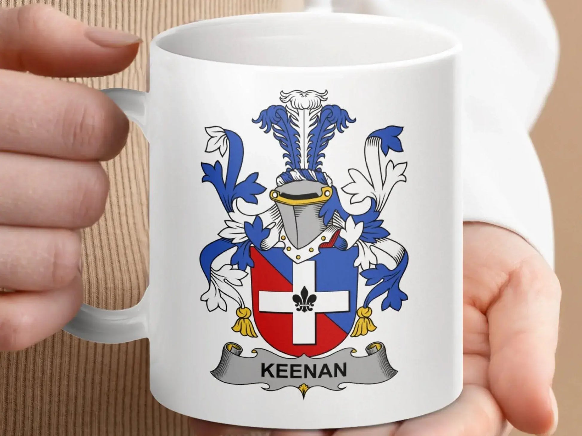 Keenan Irish Family Crest Coat Arms Unique Heritage Mug - Celtic Ancestry Gifts