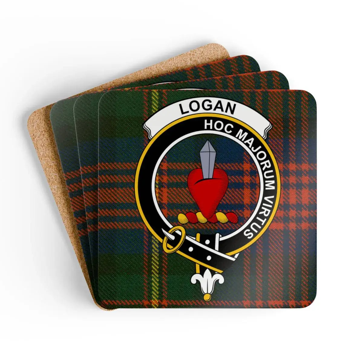 Logan Clan Crest Tartan Pattern Coaster Set product type