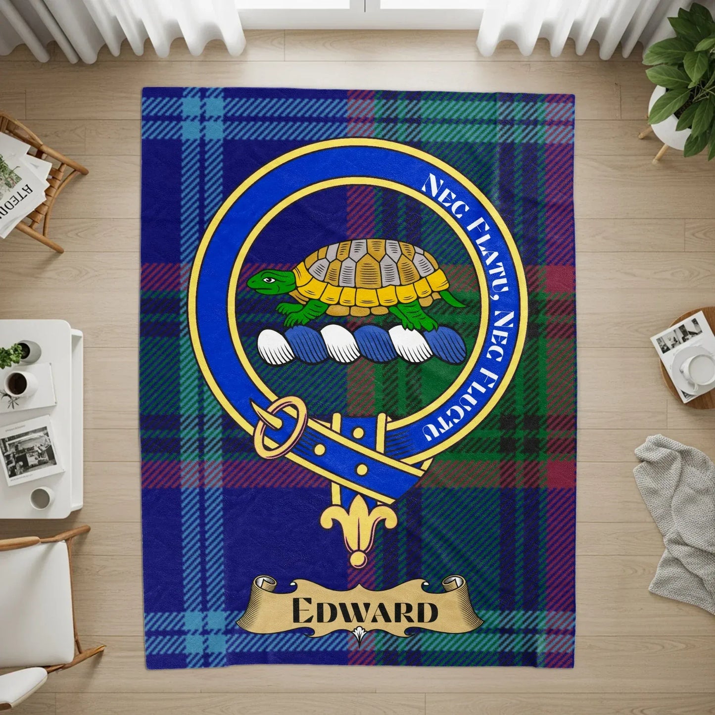 Custom Edward Crest Tartan Decor Rug Unique Product