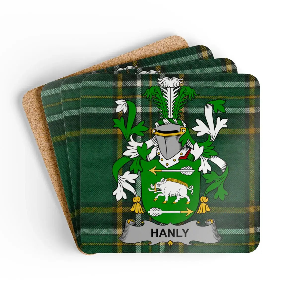 Family Crest with Tartan Design Table Coaster product