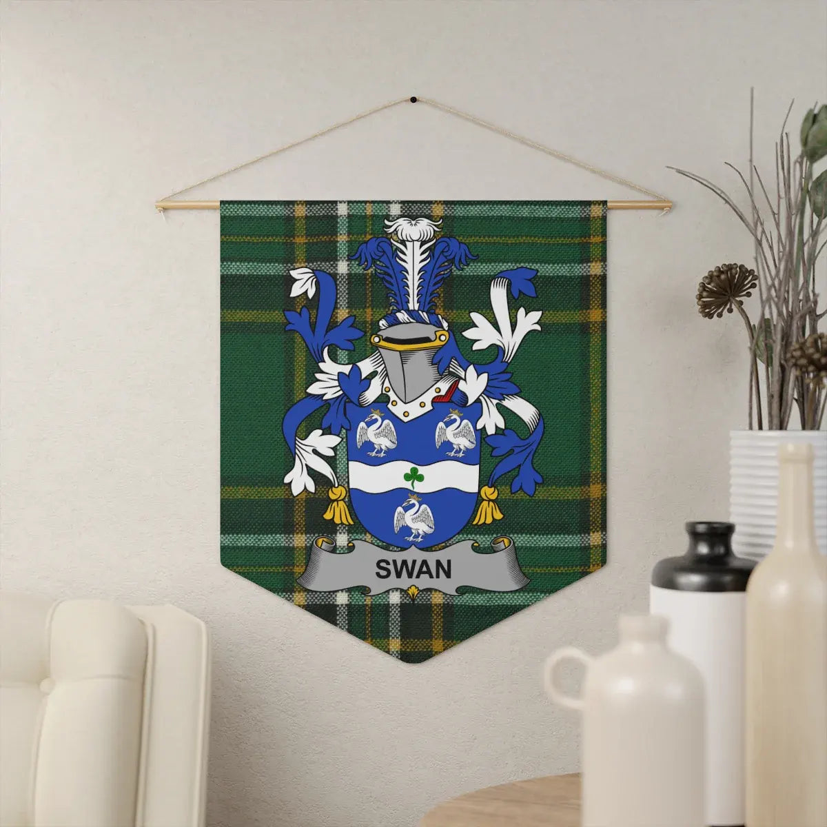 Swan Family Crest Banner Plaid Decor Wall Product