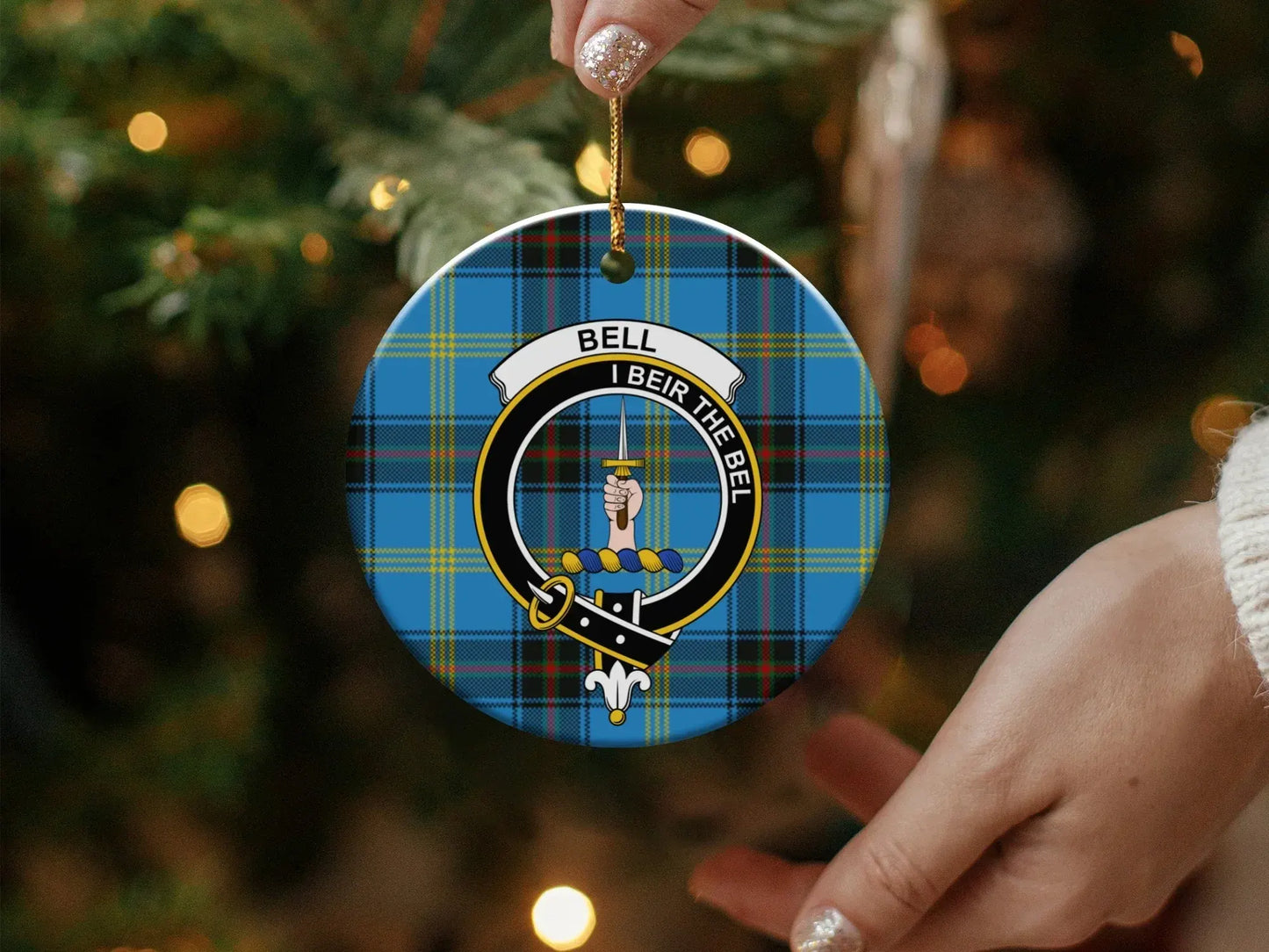Bell I Beir The Bel Plaid Design Hanging Ornament product
