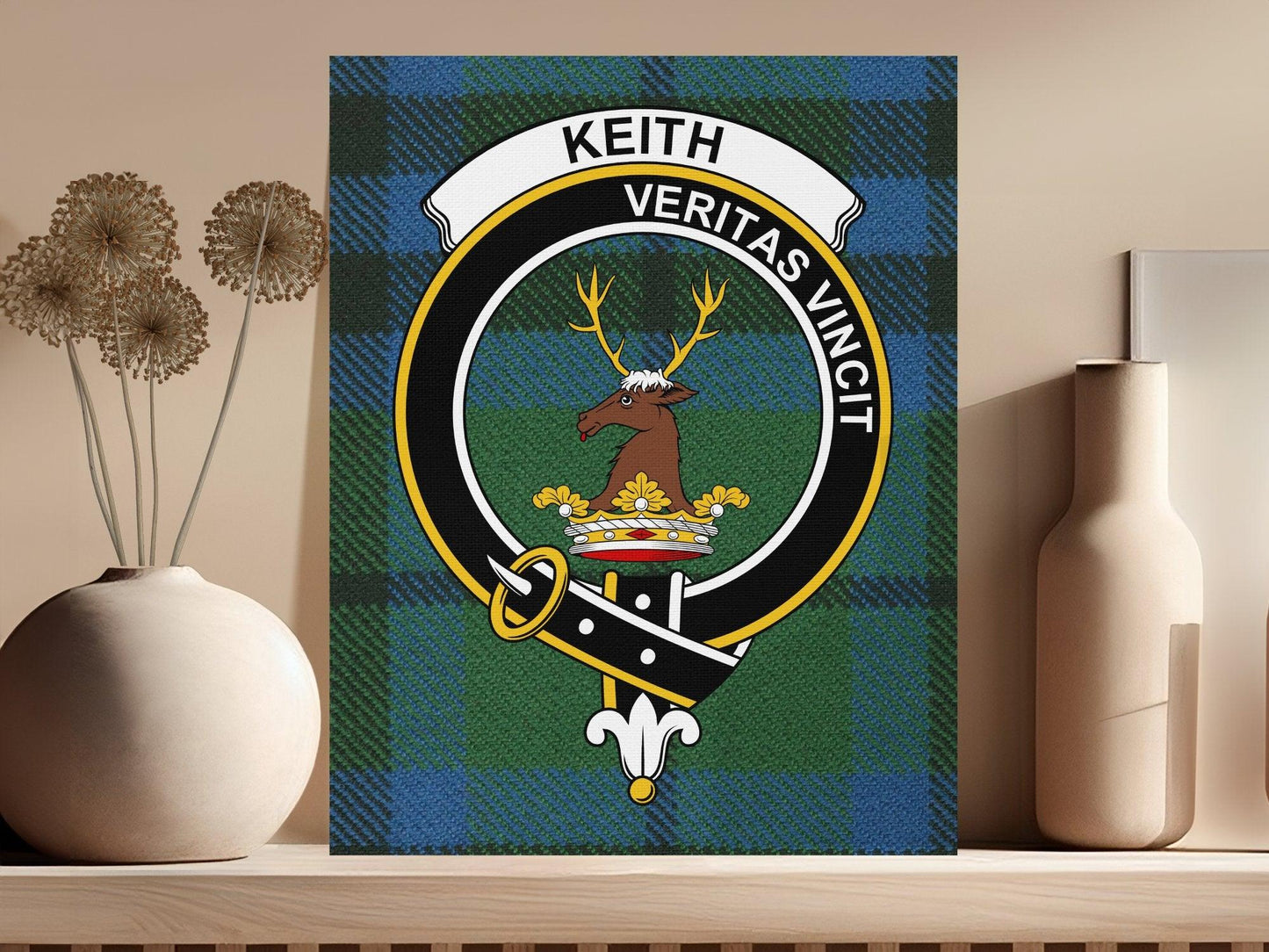 Keith Scottish Tartan Clan Crest Canvas - Celtic Ancestry Gifts