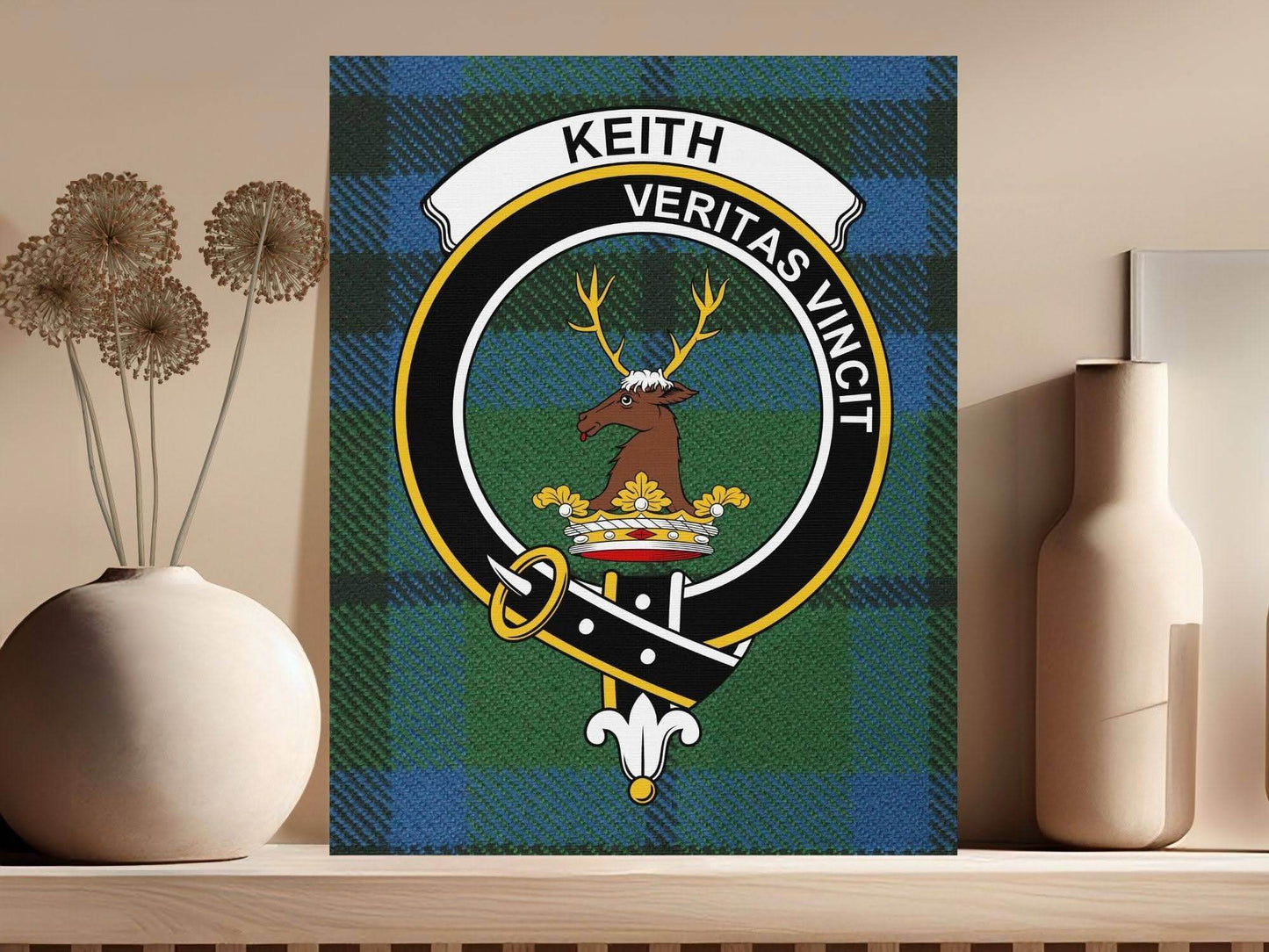 Keith Scottish Tartan Clan Crest Canvas - Celtic Ancestry Gifts