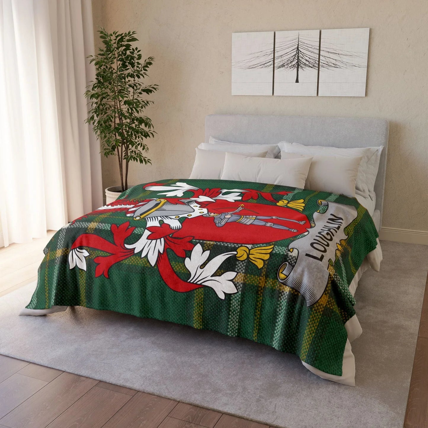 Loughlin Surname Irish Coat Of Arms Tartan Blanket