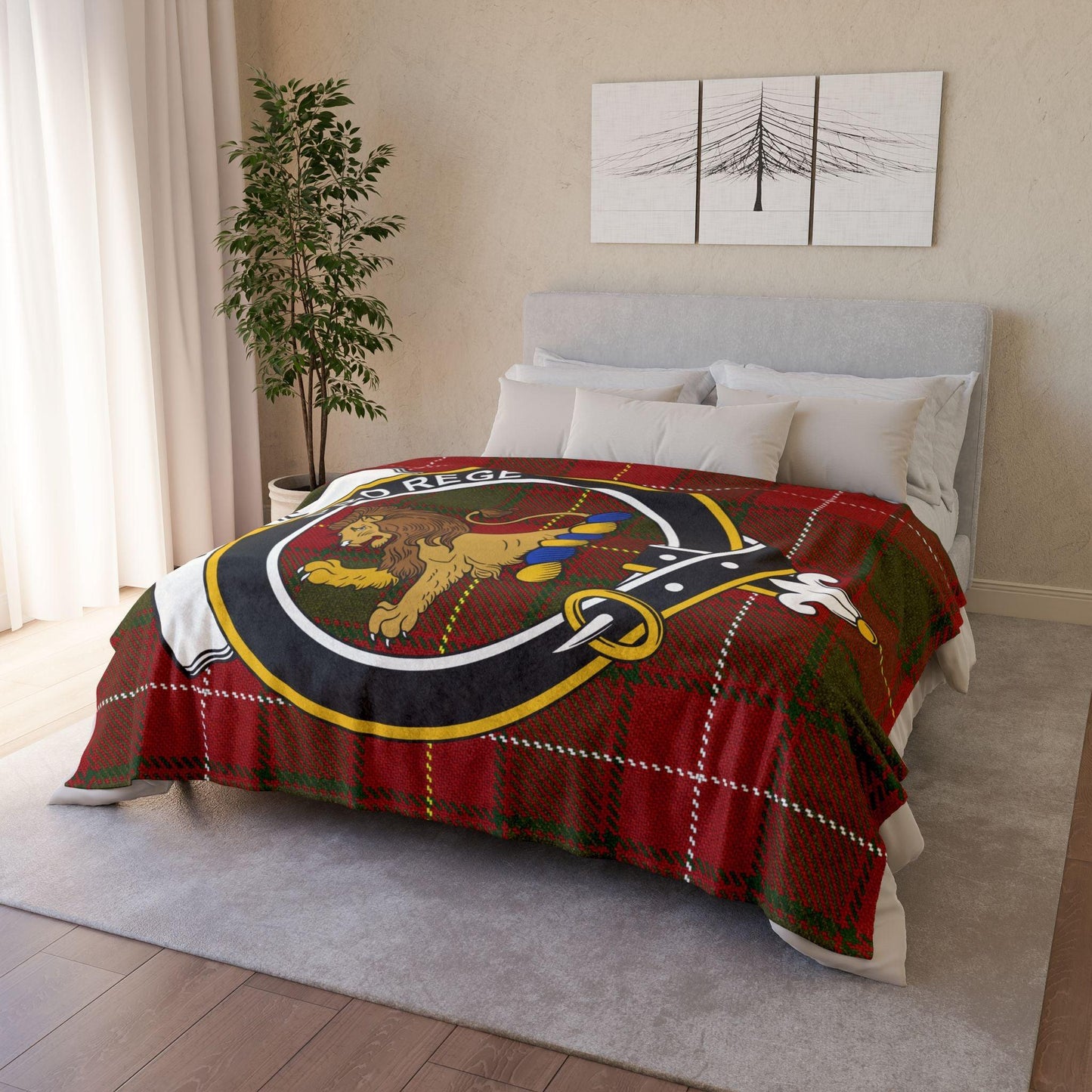 MacFie Clan Tartan Blanket – Scottish Crest Throw, Soft & Cozy