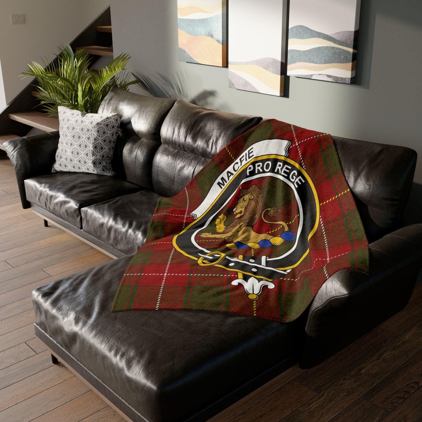 MacFie Clan Tartan Blanket – Scottish Crest Throw, Soft & Cozy