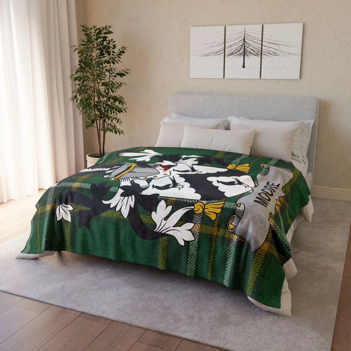 Moore Surname Irish Coat Of Arms Tartan Blanket