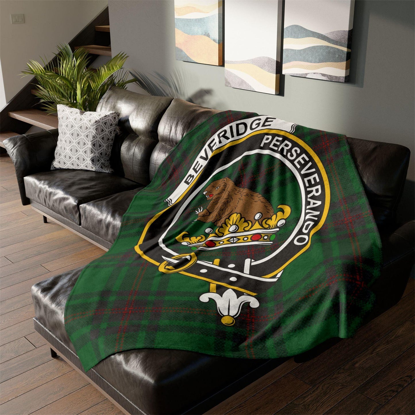 Beveridge Clan Crest Scottish Tartan Blanket