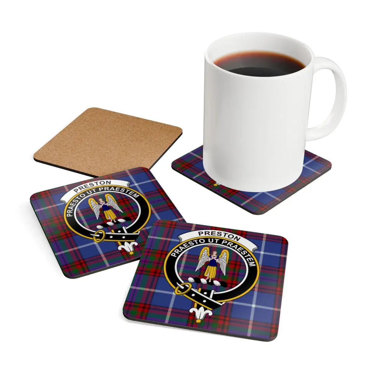 Preston Family Crest Tartan Plaid Coasters product type