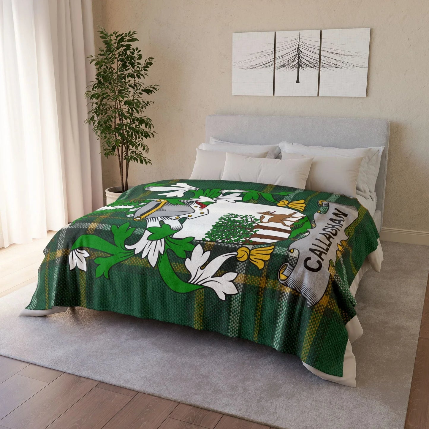 Callaghan Surname Irish Coat Of Arms Tartan Blanket