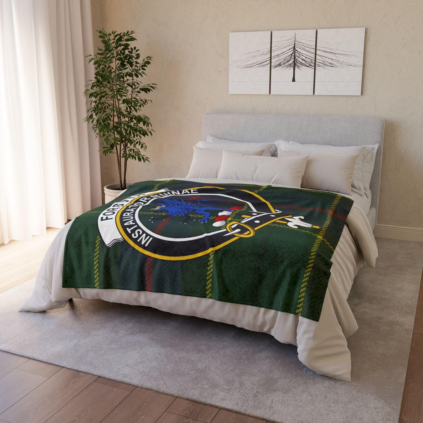 Forsyth Clan Tartan Blanket – Scottish Crest Throw