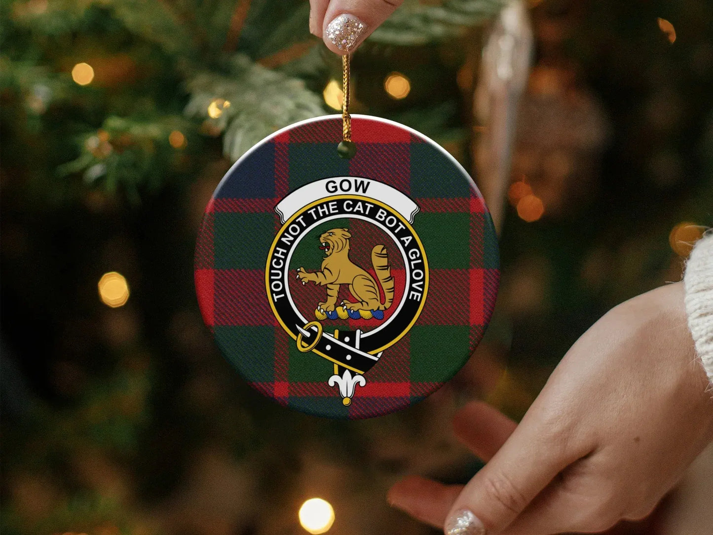 Touch Not the Cat Bot a Glove Plaid Ornament product