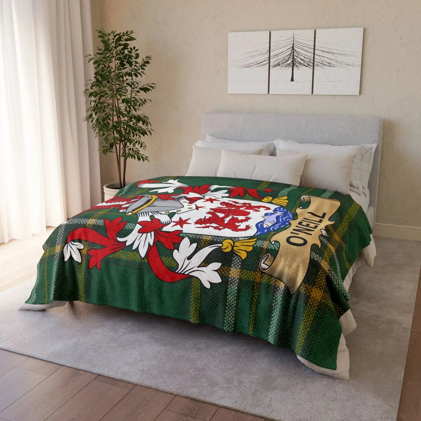 O'Neill Surname Irish Coat Of Arms Tartan Blanket