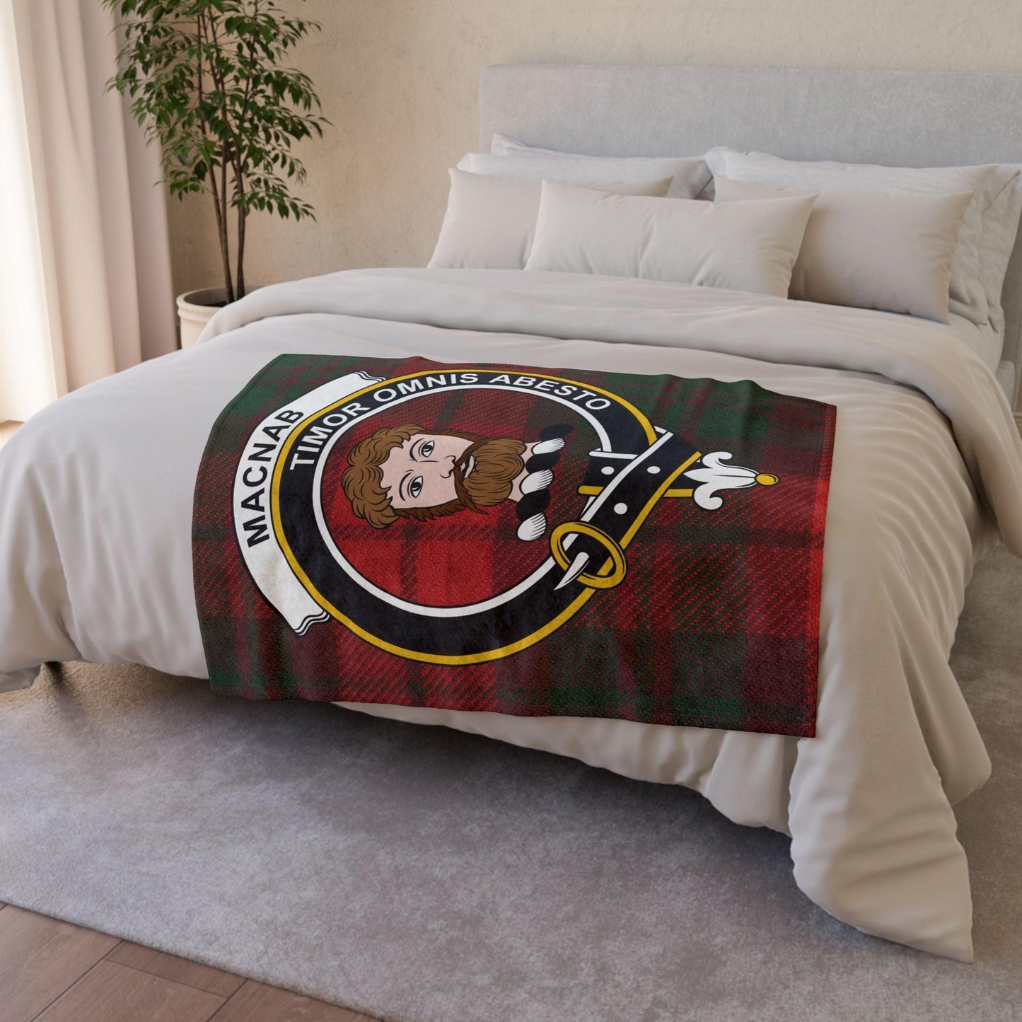 MacNab Clan Tartan Blanket – Scottish Crest Throw, Soft & Cozy