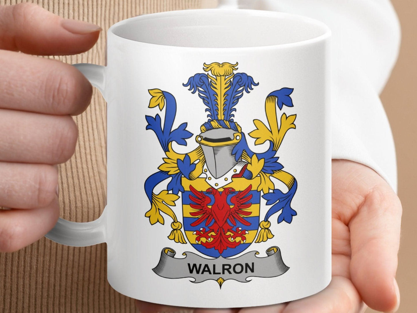 Walron Family Crest Colorful Shield Mug - Celtic Ancestry Gifts