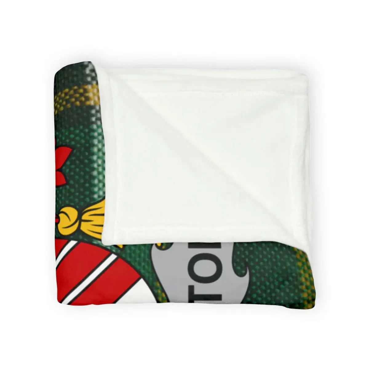 Cozy Shield Design Motif Green and White Blanket Product