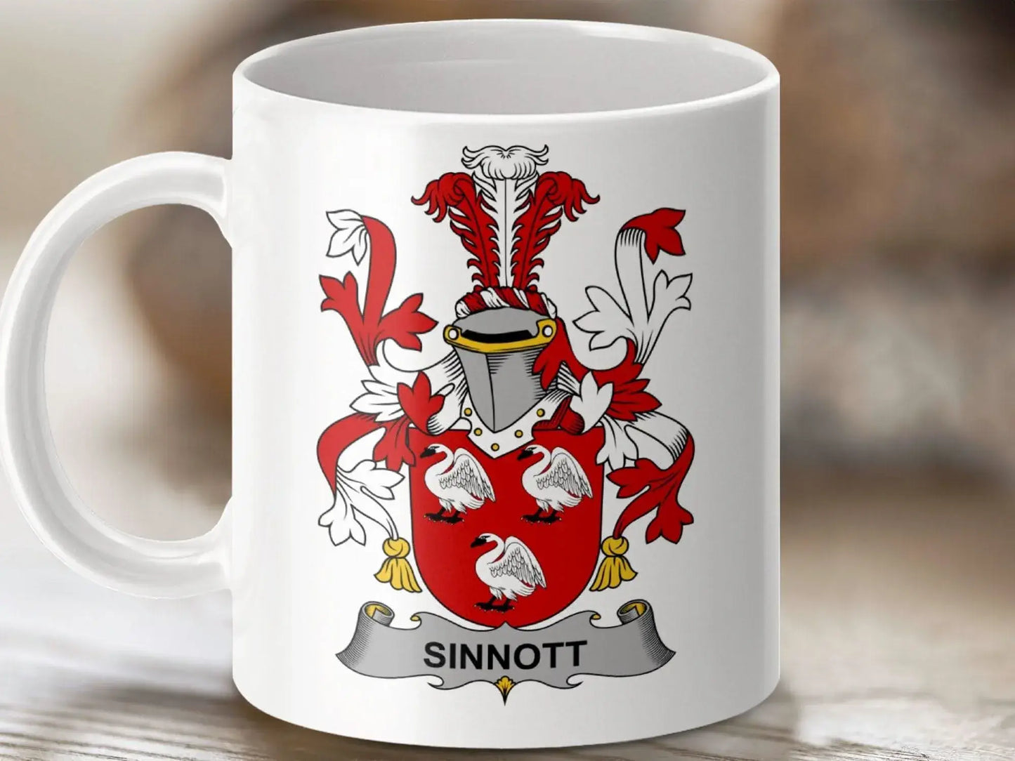 Sinnott Family Crest Historical Emblem Shield Mug - Celtic Ancestry Gifts