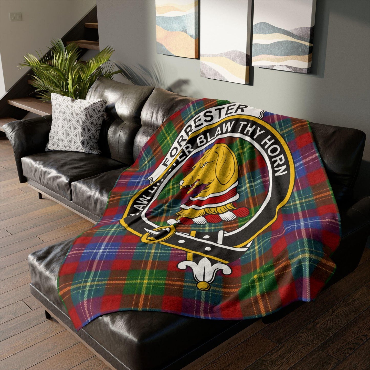 Forrester Clan Tartan Blanket – Scottish Crest Throw