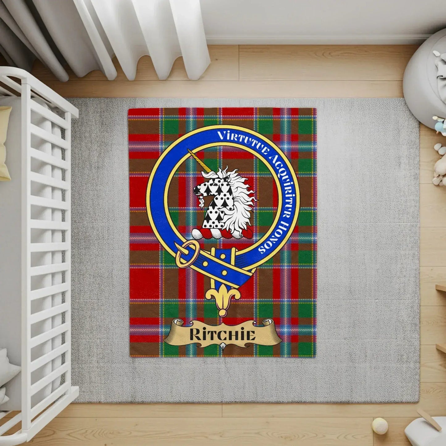 Tartan Pattern Family Crest Design Area Rug Product