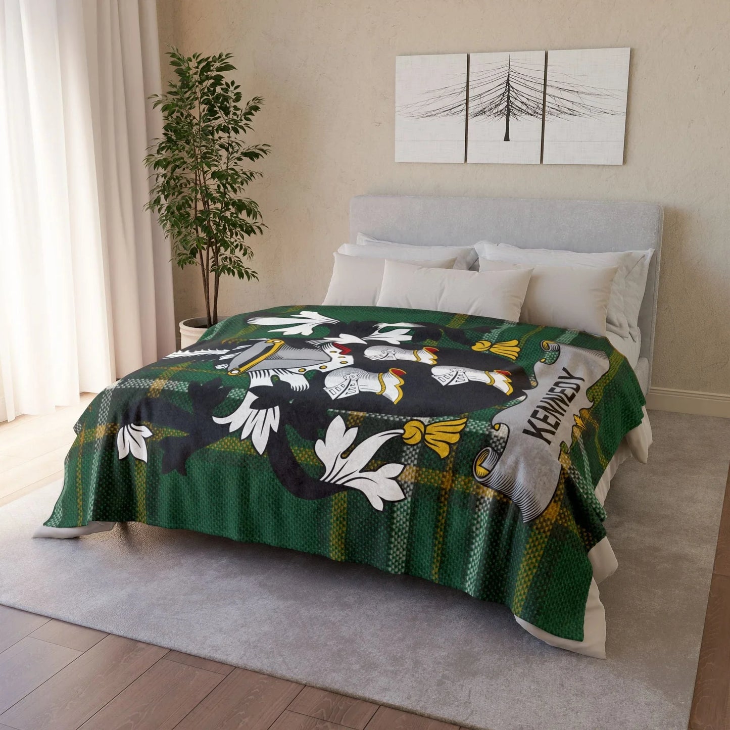 Kennedy Surname Irish Coat Of Arms Tartan Blanket