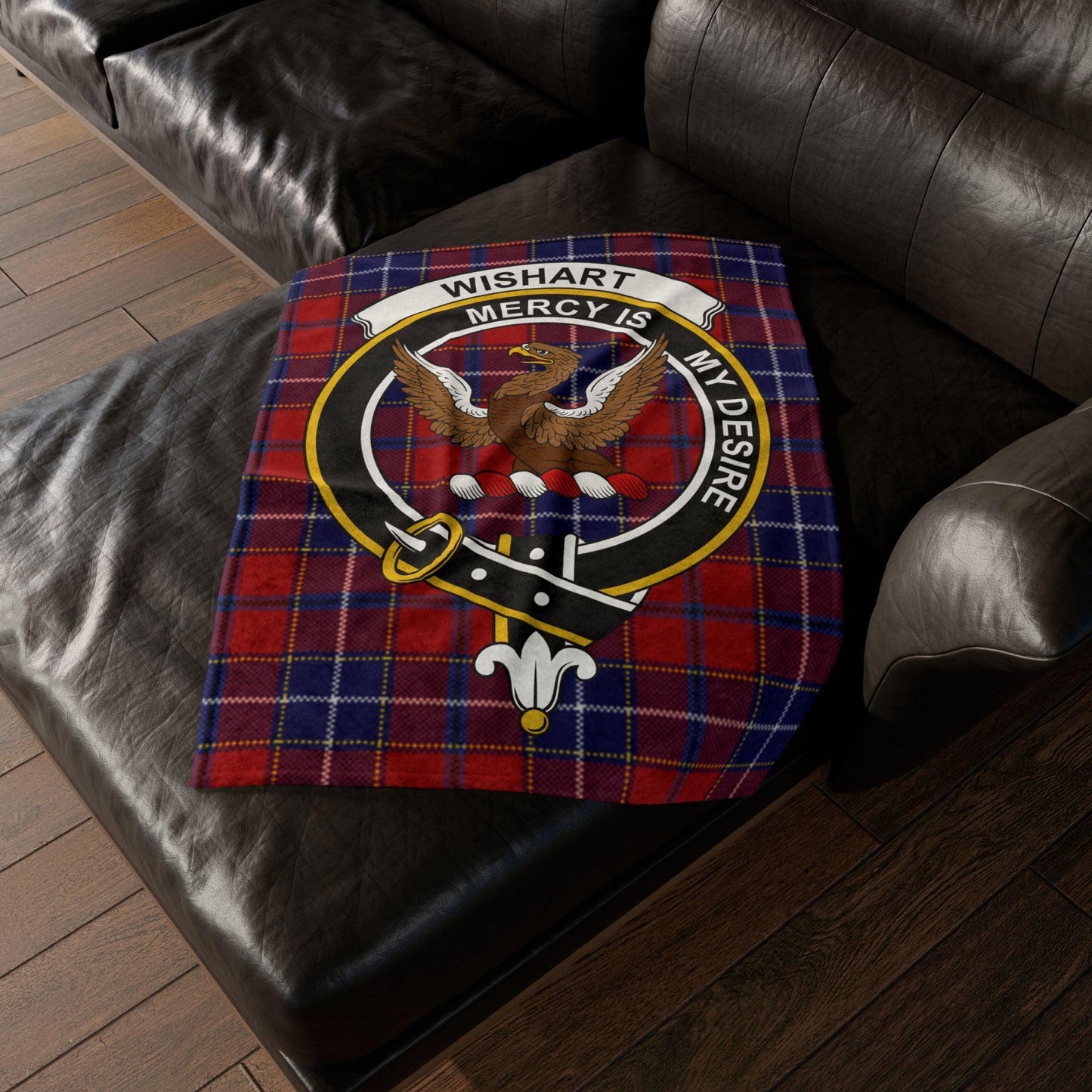 Wishart Clan Tartan Blanket – Scottish Crest Throw - Celtic Ancestry Gifts