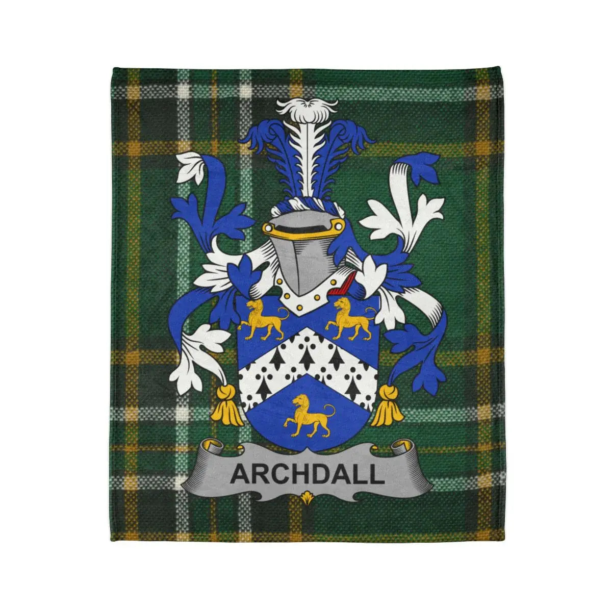 Archdall Family Crest Green Plaid Blanket product