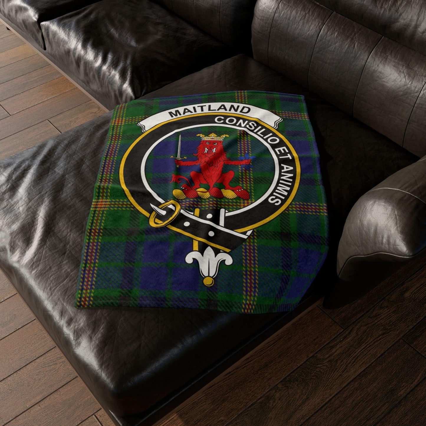 Maitland Clan Tartan Blanket – Scottish Crest Throw, Soft & Cozy
