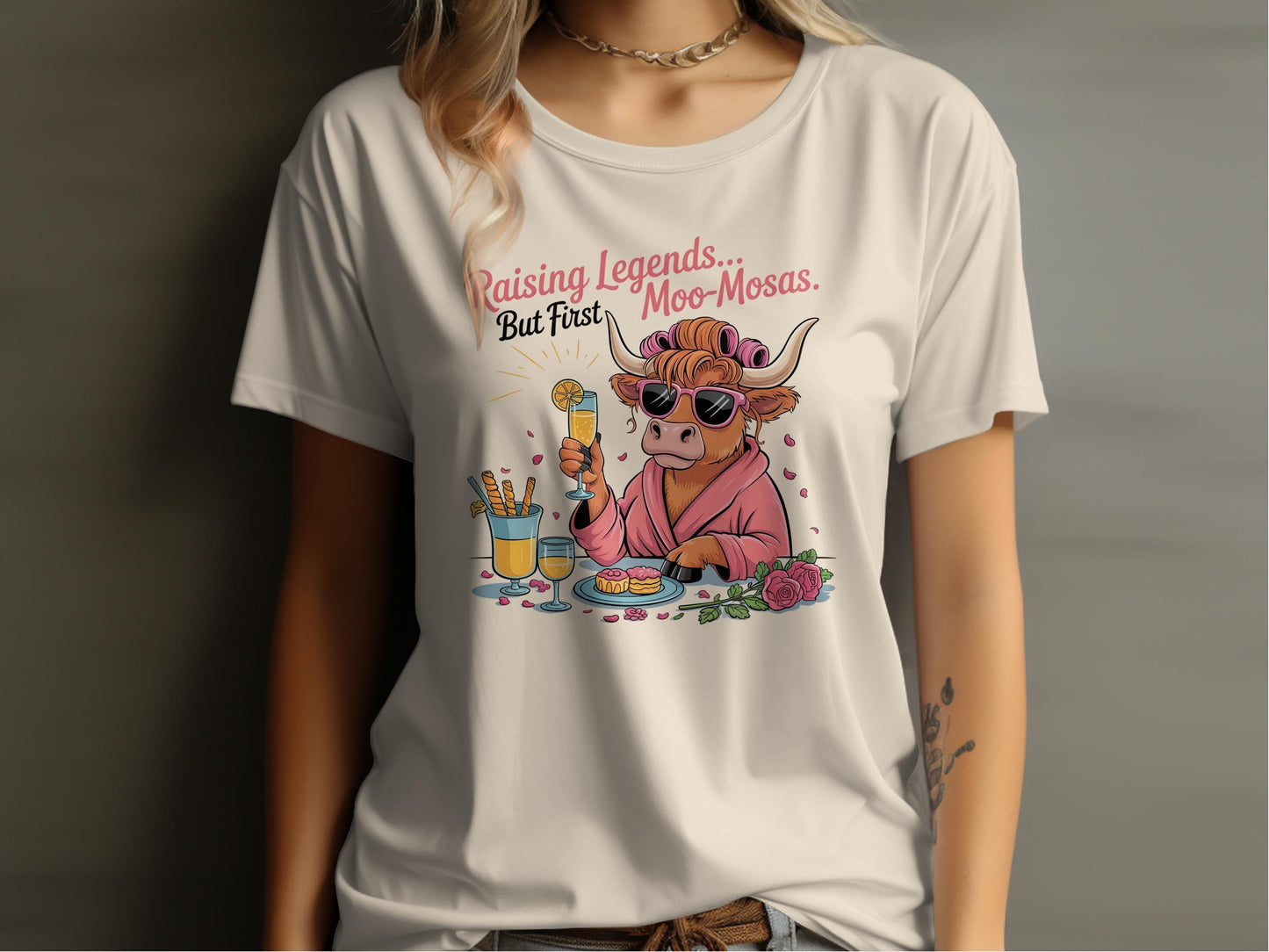 Raising Legends But First Moo-Mosas Graphic T-Shirt product