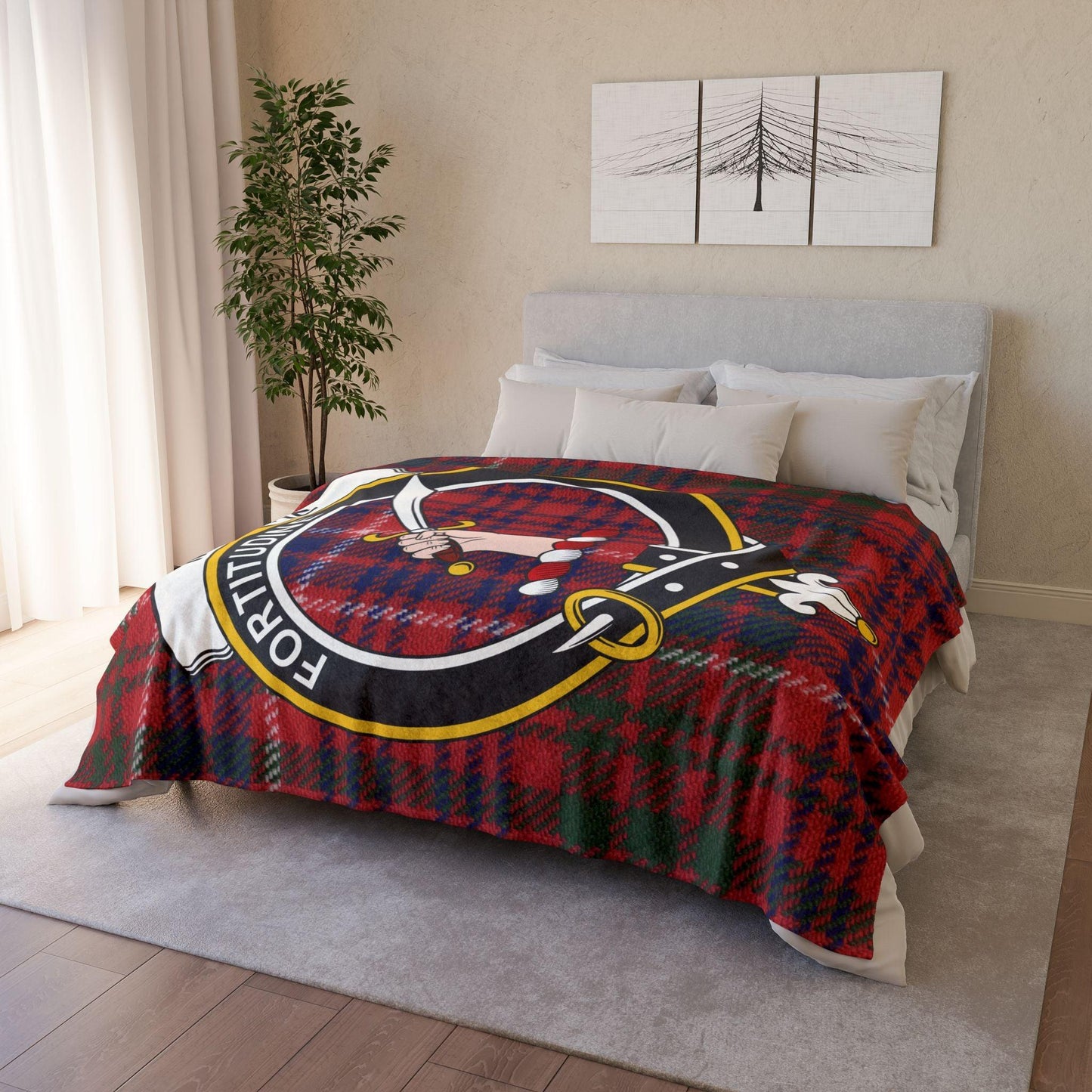MacRae Clan Tartan Blanket – Scottish Crest Throw, Soft & Cozy