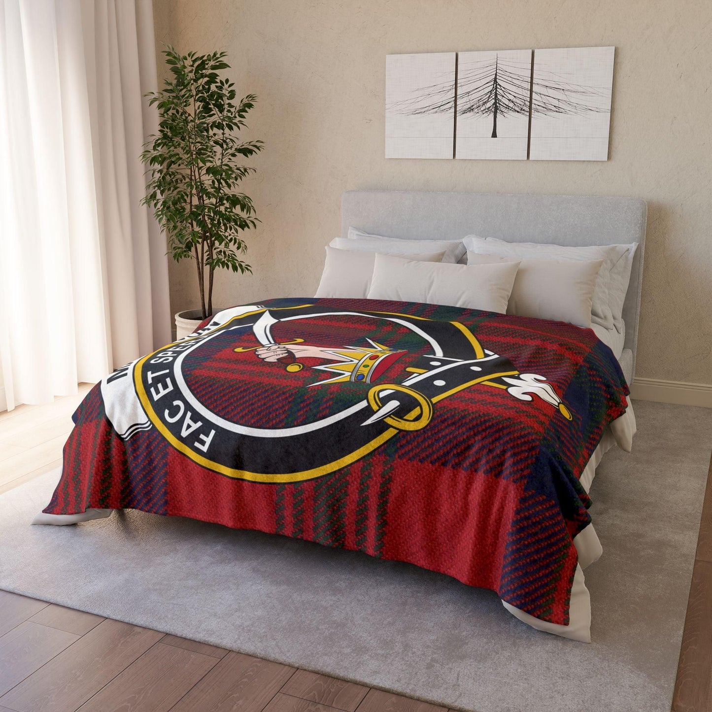 Matheson Clan Tartan Blanket – Scottish Crest Throw, Soft & Cozy