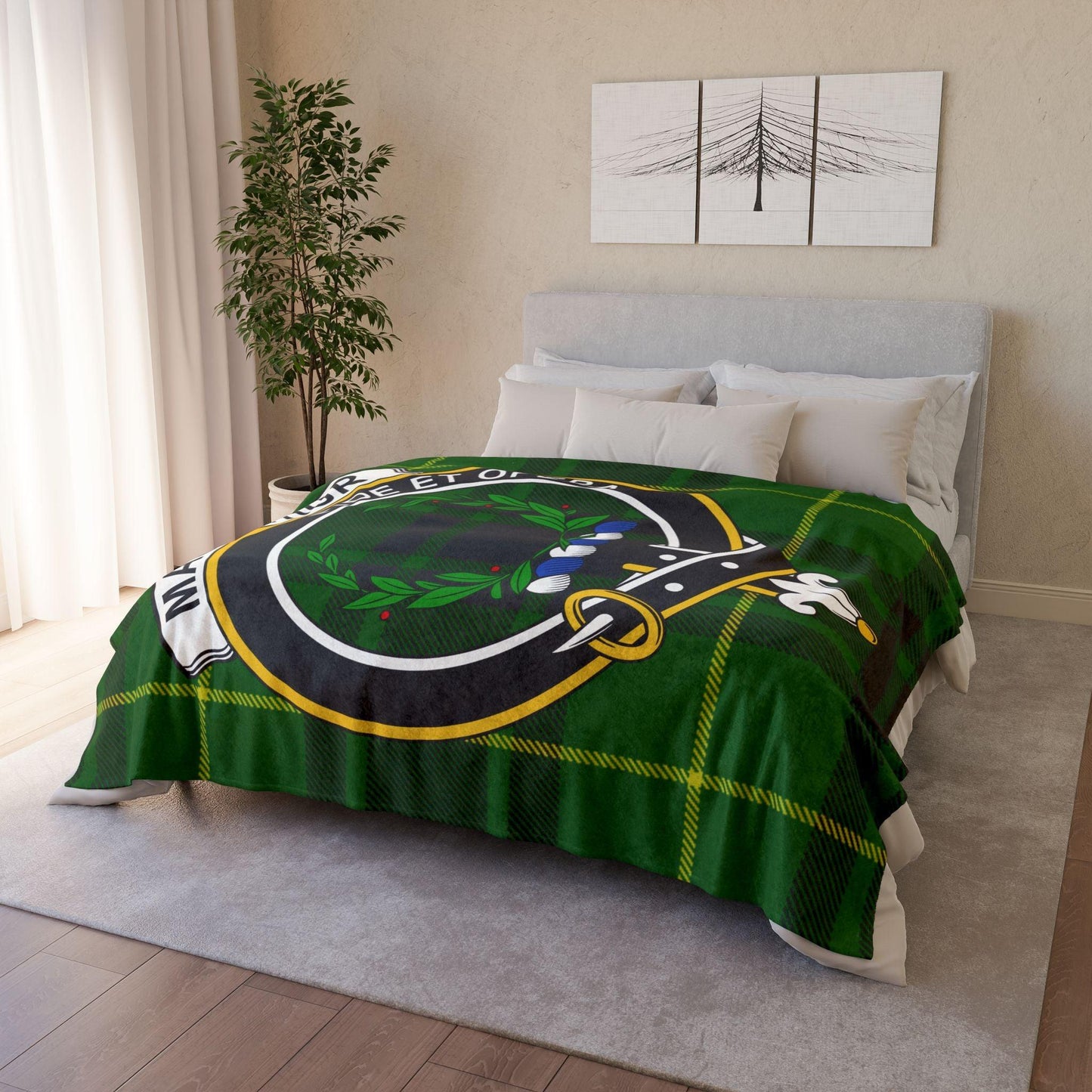 MacArthur Clan Tartan Blanket – Scottish Crest Throw, Soft & Cozy