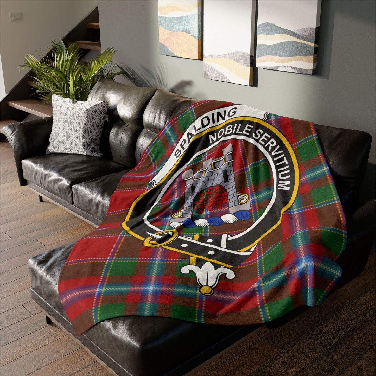 Spalding Clan Tartan Blanket – Scottish Crest Throw