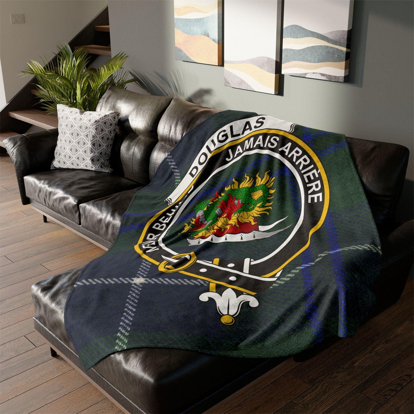 Douglas Clan Tartan Blanket – Scottish Crest Throw - Celtic Ancestry Gifts