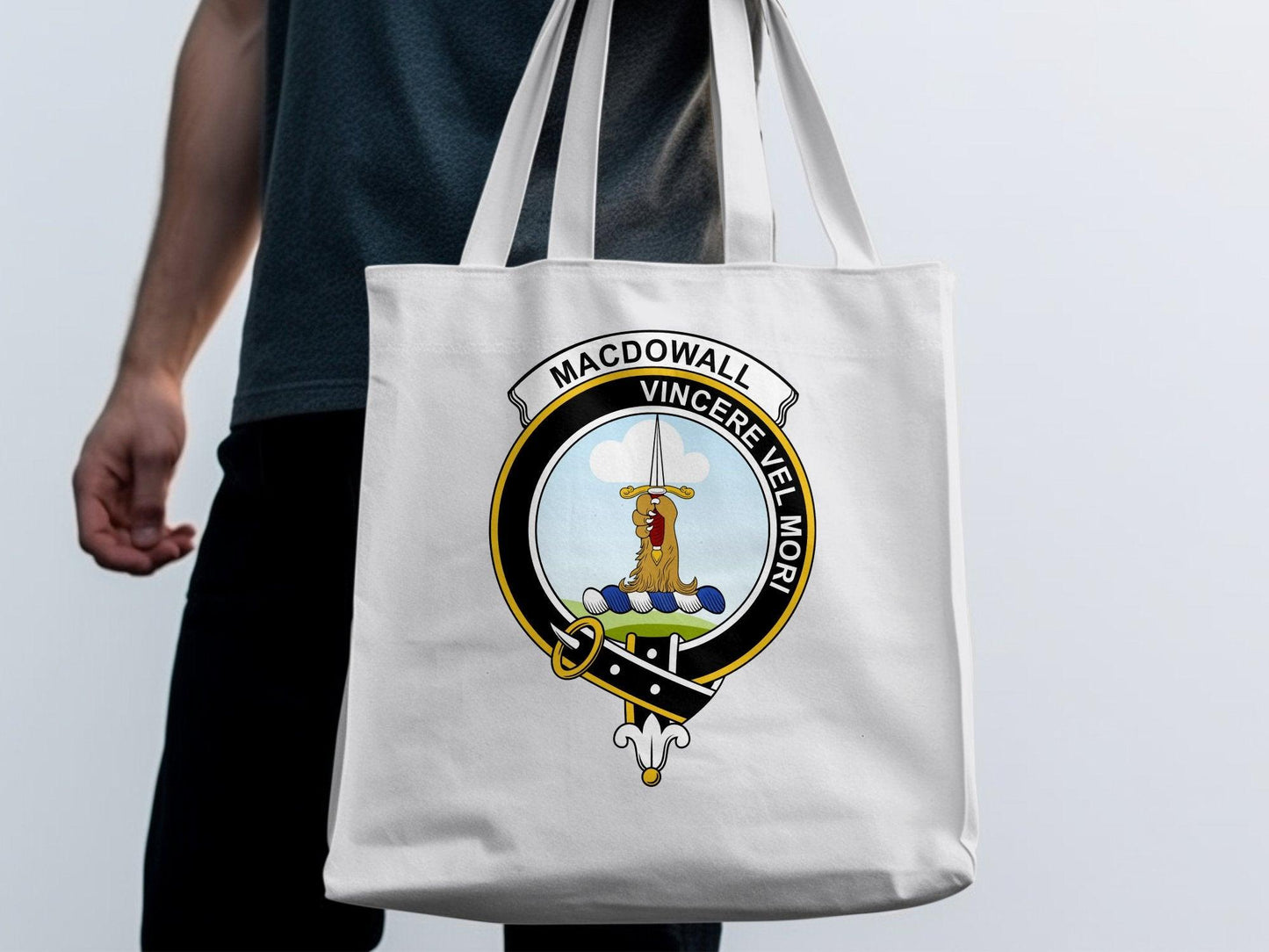 Macdowall Clan Crest Tote Bags - Celtic Ancestry Gifts